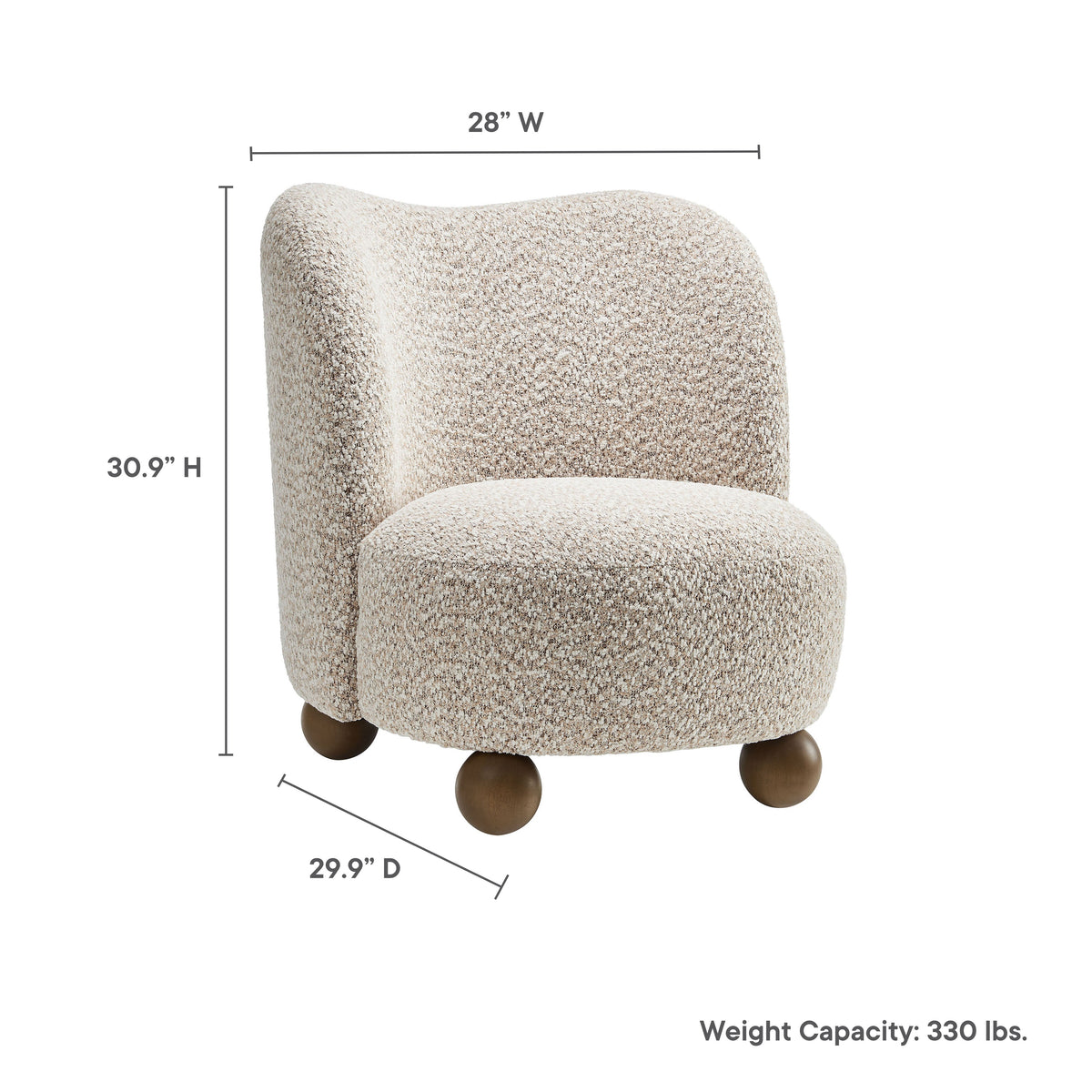 Monroe Coral Walnut Boucle Fabric Accent Chair