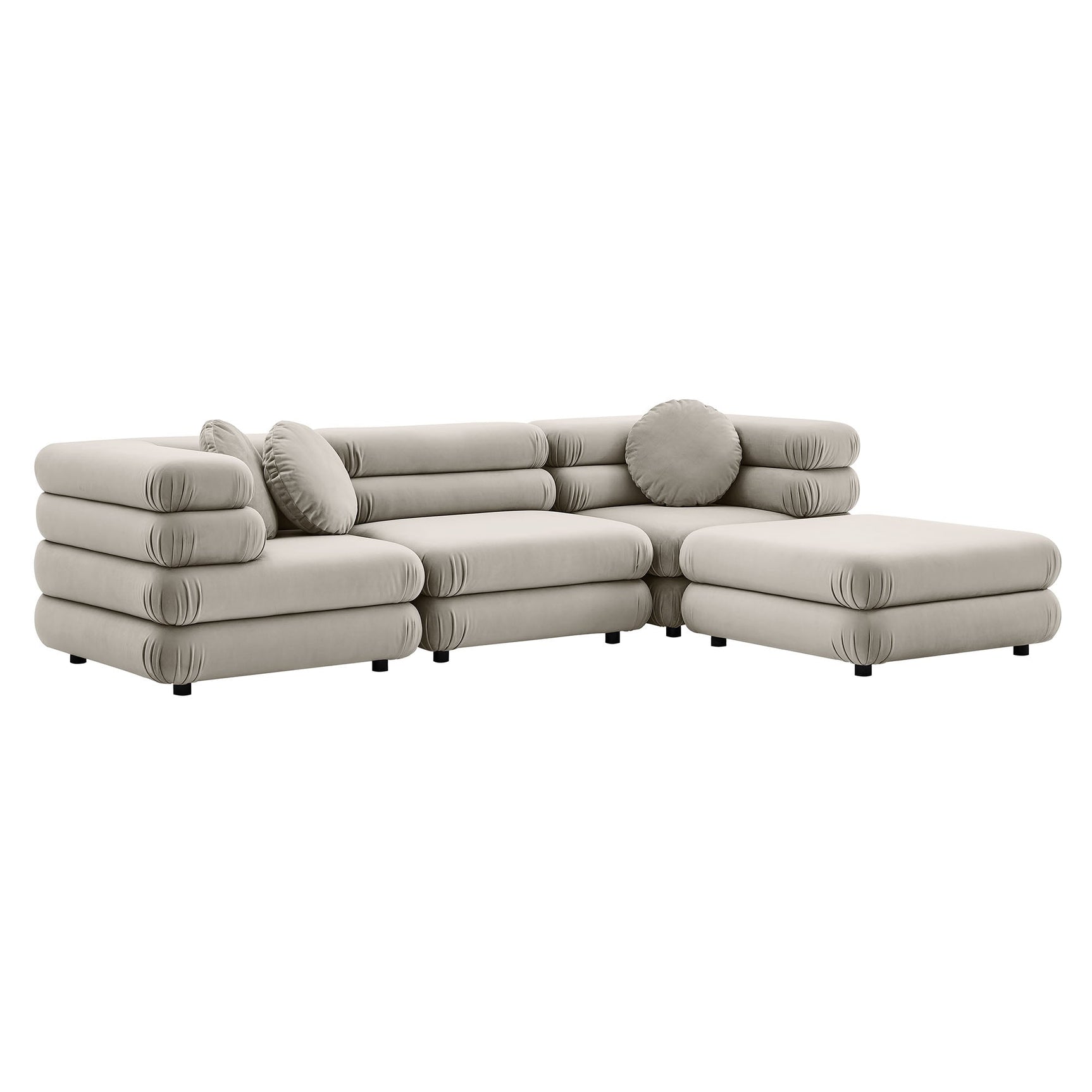 Jubilee Almond 4-Piece Modular Performance Velvet Sectional Sofa