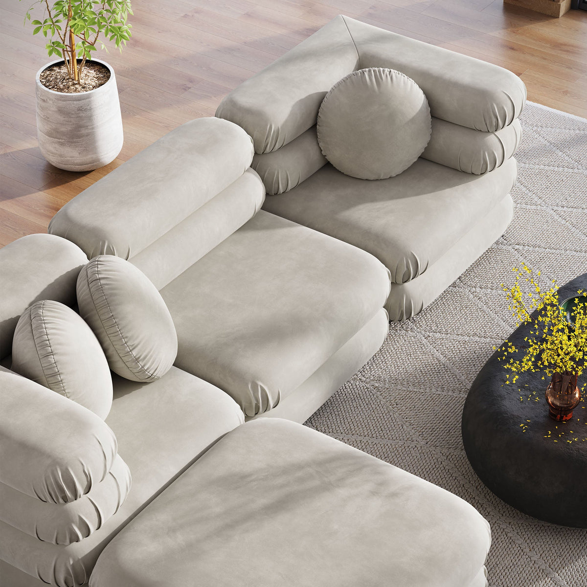 Jubilee Almond 4-Piece Modular Performance Velvet Sectional Sofa