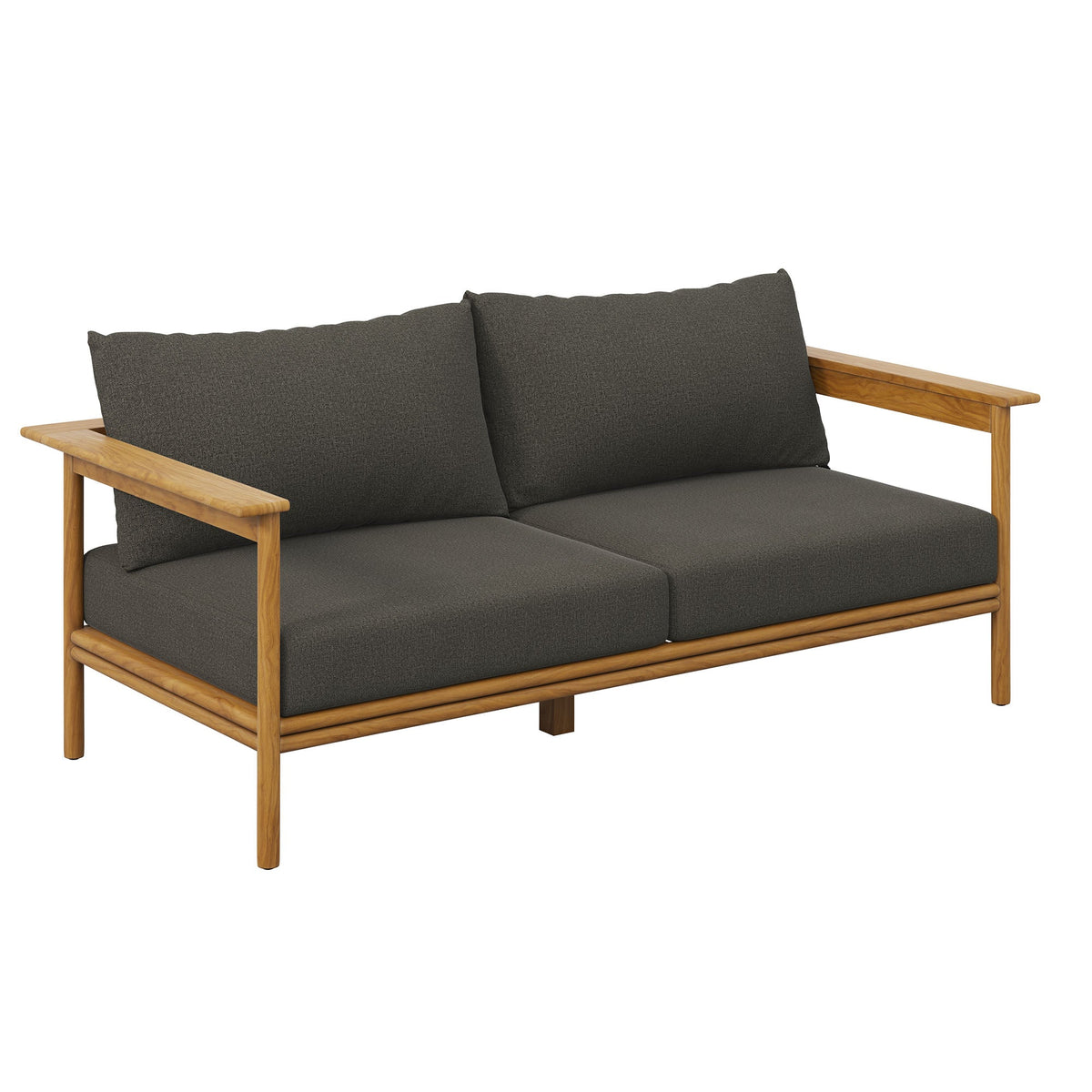 Wren Natural Flint Gray Outdoor Patio Teak Wood Sofa
