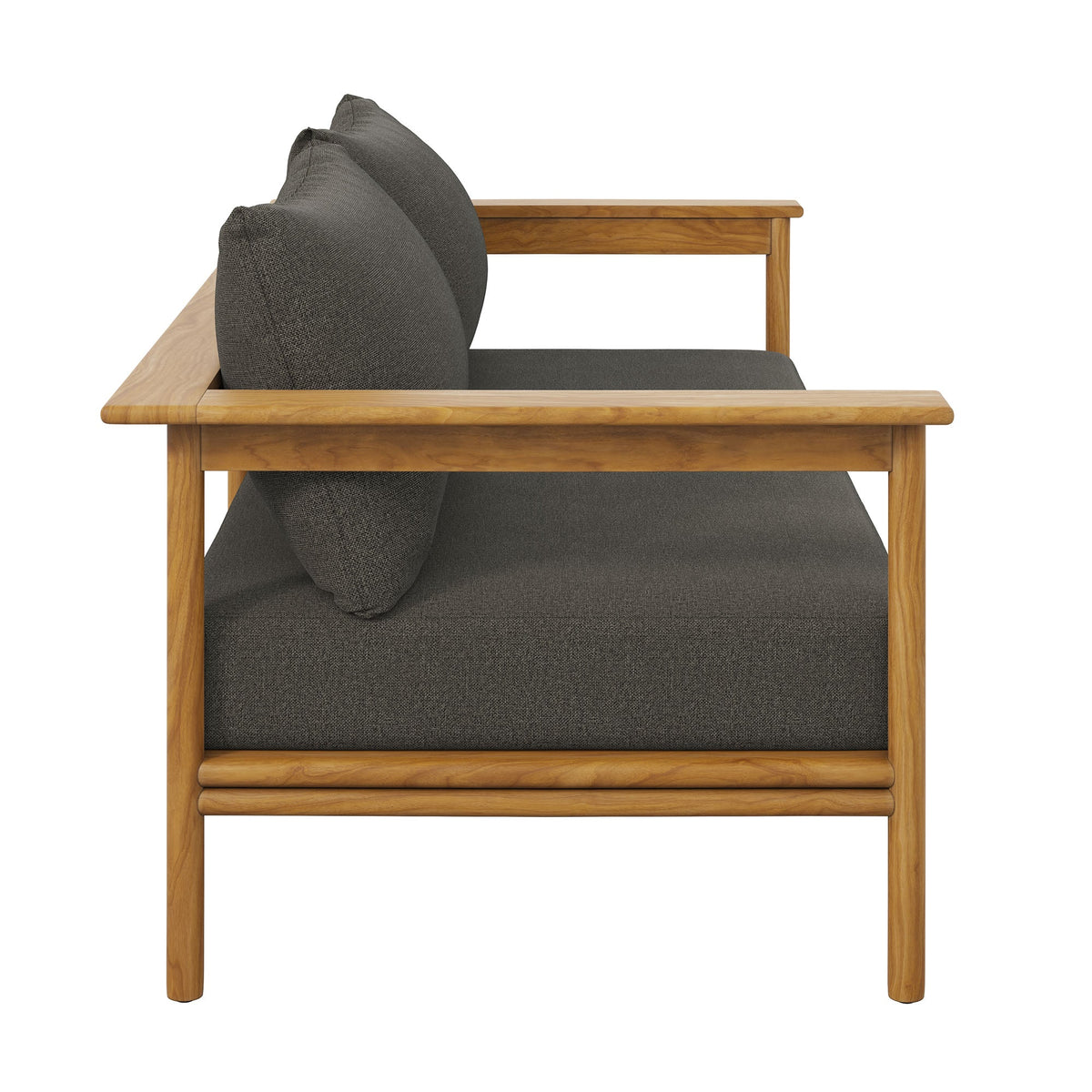 Wren Natural Flint Gray Outdoor Patio Teak Wood Sofa