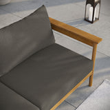 Wren Natural Flint Gray Outdoor Patio Teak Wood Sofa