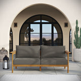 Wren Natural Flint Gray Outdoor Patio Teak Wood Sofa