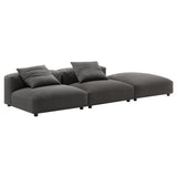 Solace Charcoal 3-Piece Modular Upholstered Fabric Sectional Sofa