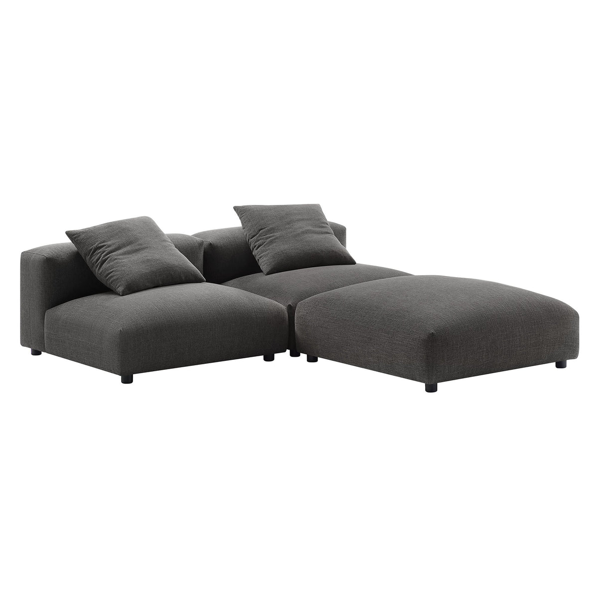 Solace Charcoal 3-Piece Modular Upholstered Fabric Sectional Sofa
