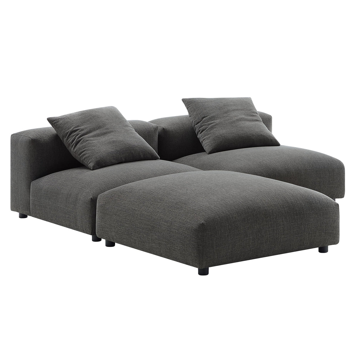 Solace Charcoal 3-Piece Modular Upholstered Fabric Sectional Sofa