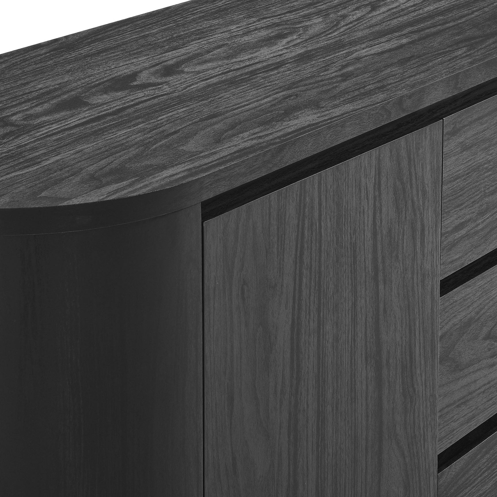 Duval Black 71" Rounded Sideboard Storage Cabinet