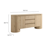 Duval Hickory Frost 71" Rounded Sideboard Storage Cabinet