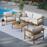 Wren Natural Sail 4-Piece Outdoor Patio Teak Wood Furniture Set