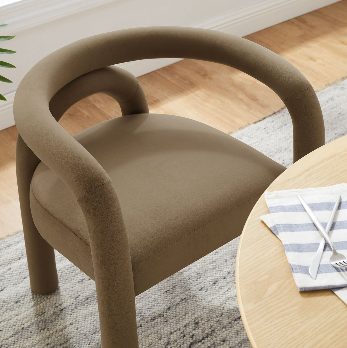 Astrid Camel Performance Velvet Dining Chair