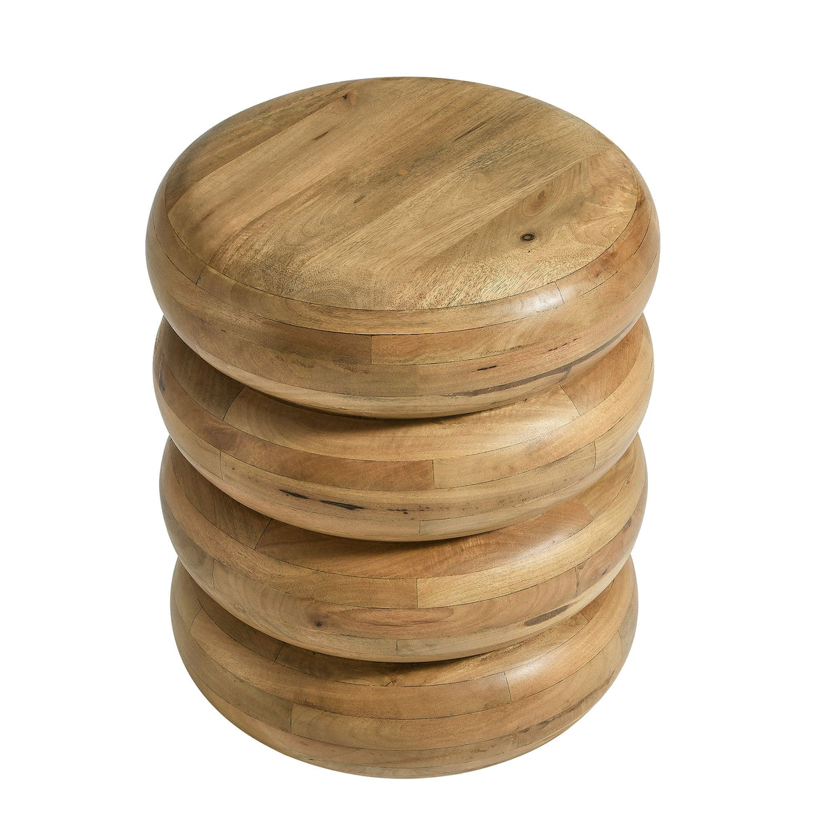 Ellery Natural Round Stacked Wood Side Table