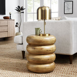 Ellery Natural Round Stacked Wood Side Table