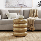 Ellery Natural Round Stacked Wood Side Table