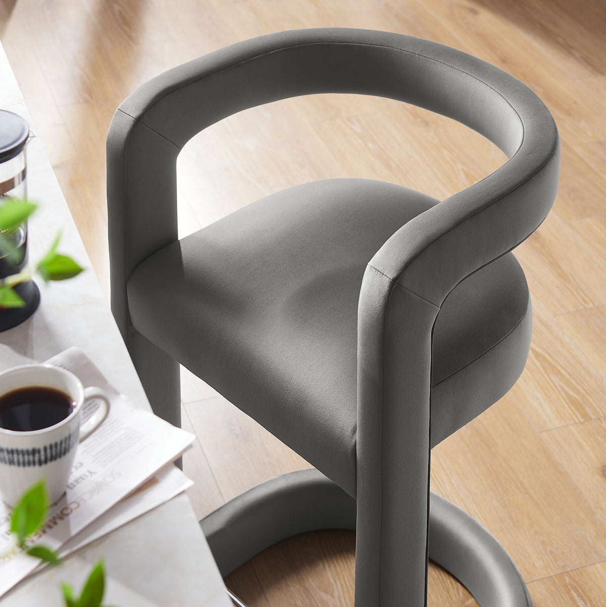 Winslow Storm Gray Performance Velvet Counter Stool