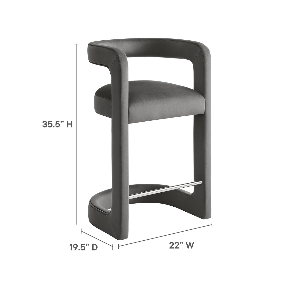 Winslow Storm Gray Performance Velvet Counter Stool