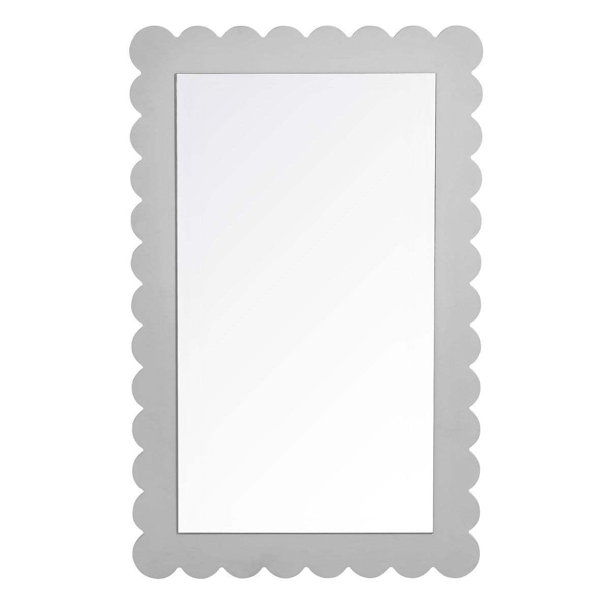 Emmeline Light Gray Scalloped Rectangle Wall Mirror