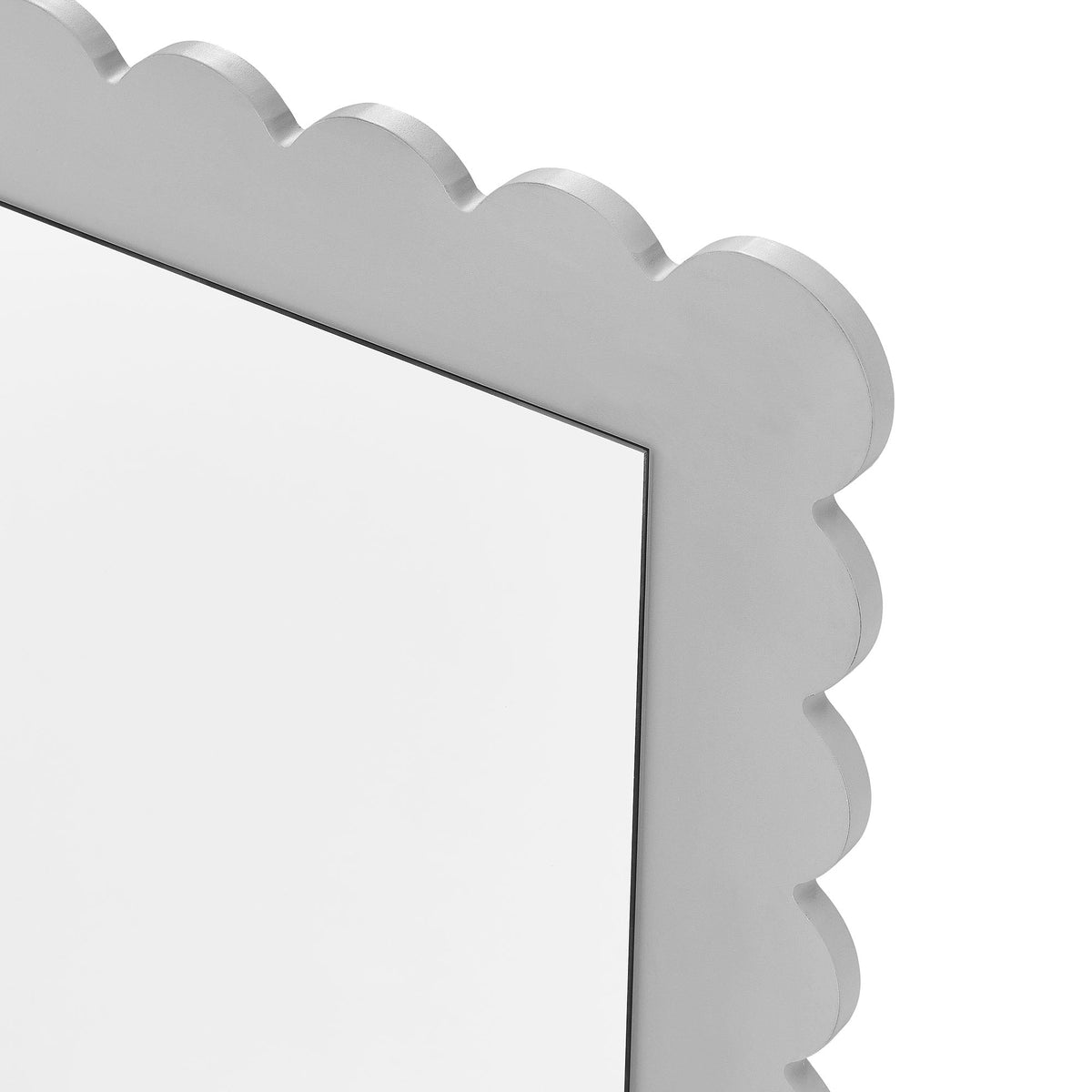 Emmeline Light Gray Scalloped Rectangle Wall Mirror