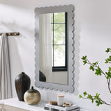 Emmeline Light Gray Scalloped Rectangle Wall Mirror