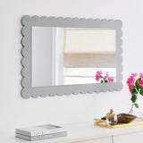 Emmeline Light Gray Scalloped Rectangle Wall Mirror