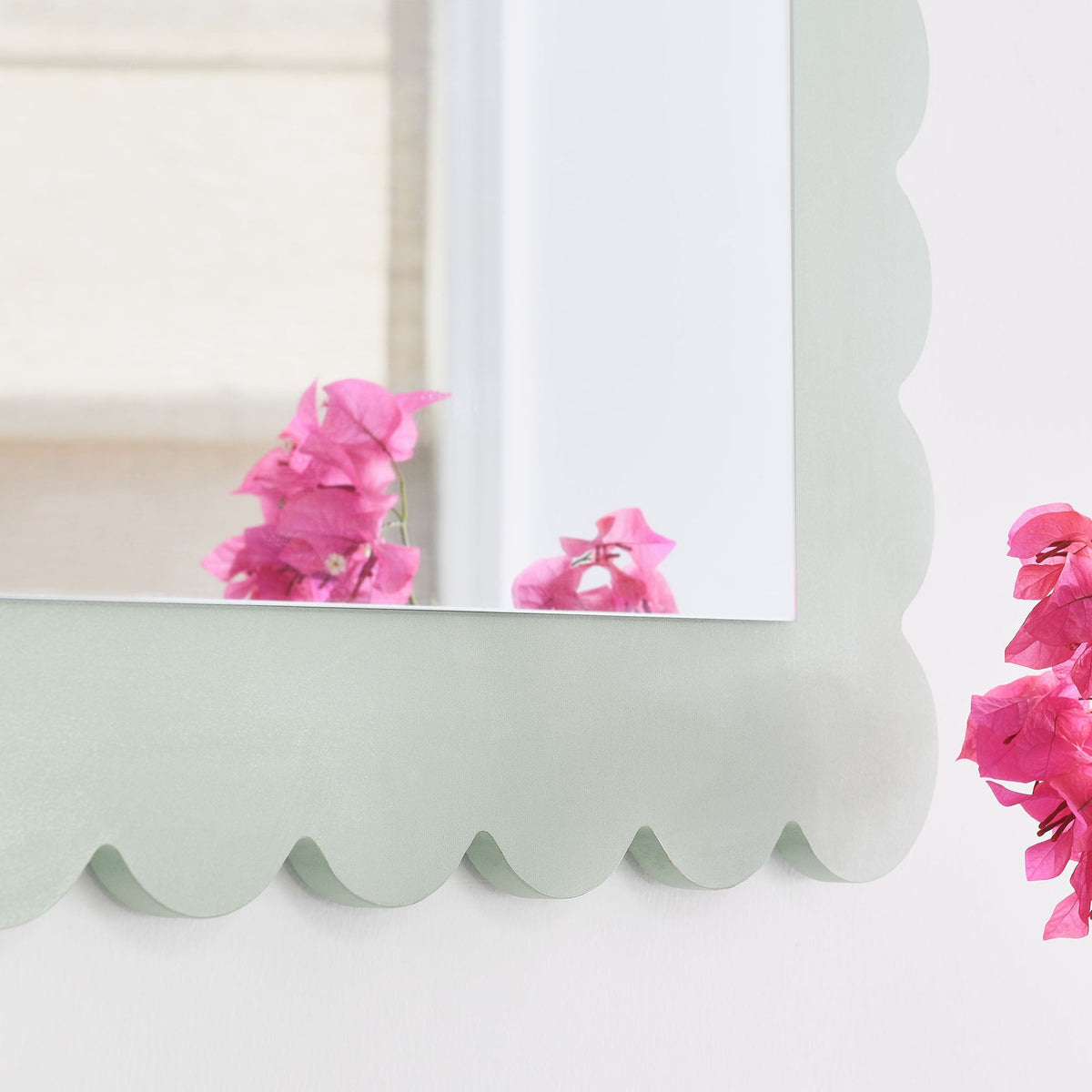 Emmeline Sage Scalloped Rectangle Wall Mirror