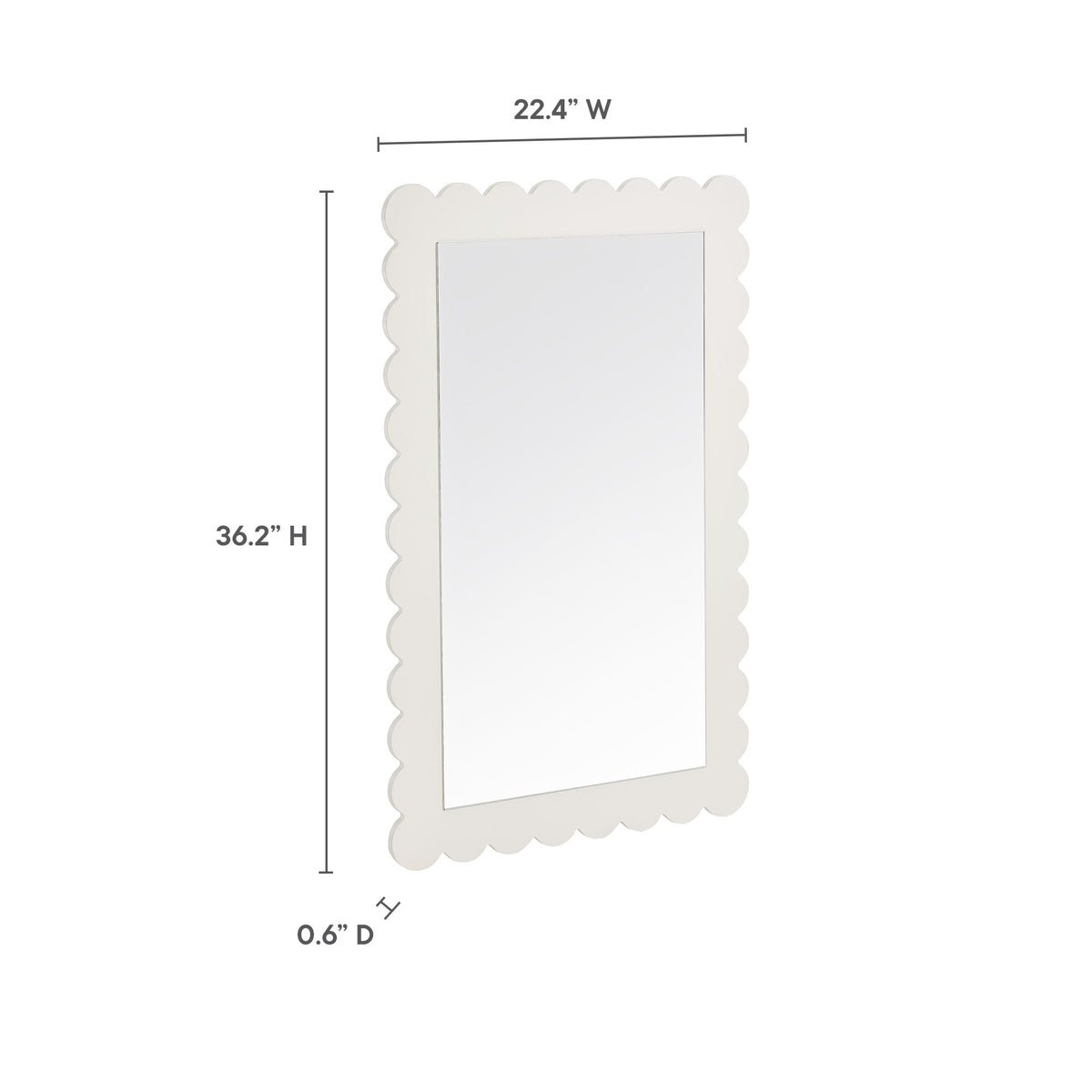 Emmeline White Scalloped Rectangle Wall Mirror