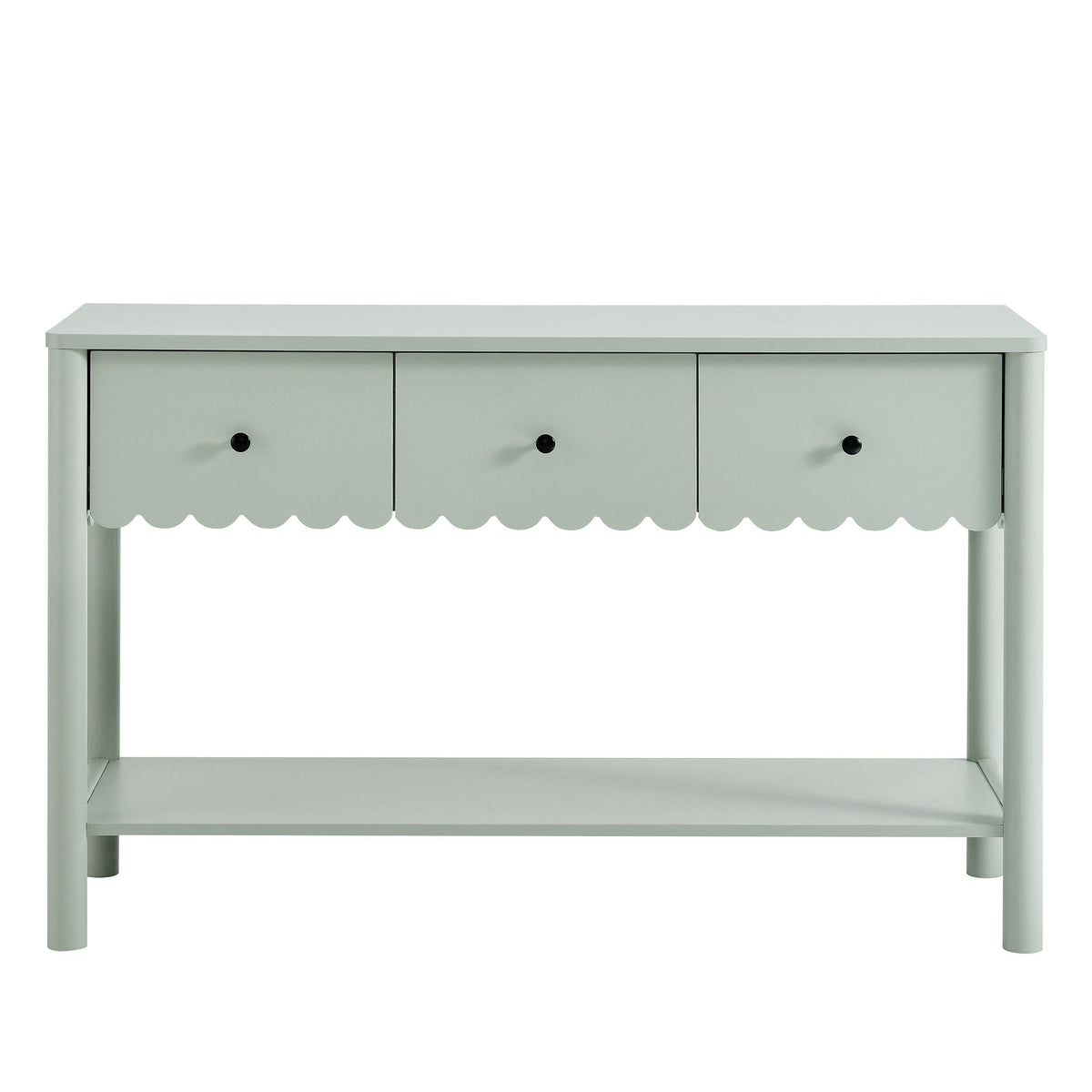 Emmeline Sage 3-Drawer Scalloped Console Table