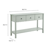 Emmeline Sage 3-Drawer Scalloped Console Table