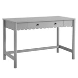 Emmeline Light Gray 1-Drawer Scallop Writing Desk