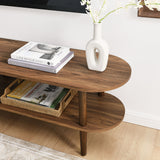 Torus Walnut Oval Wood TV Stand