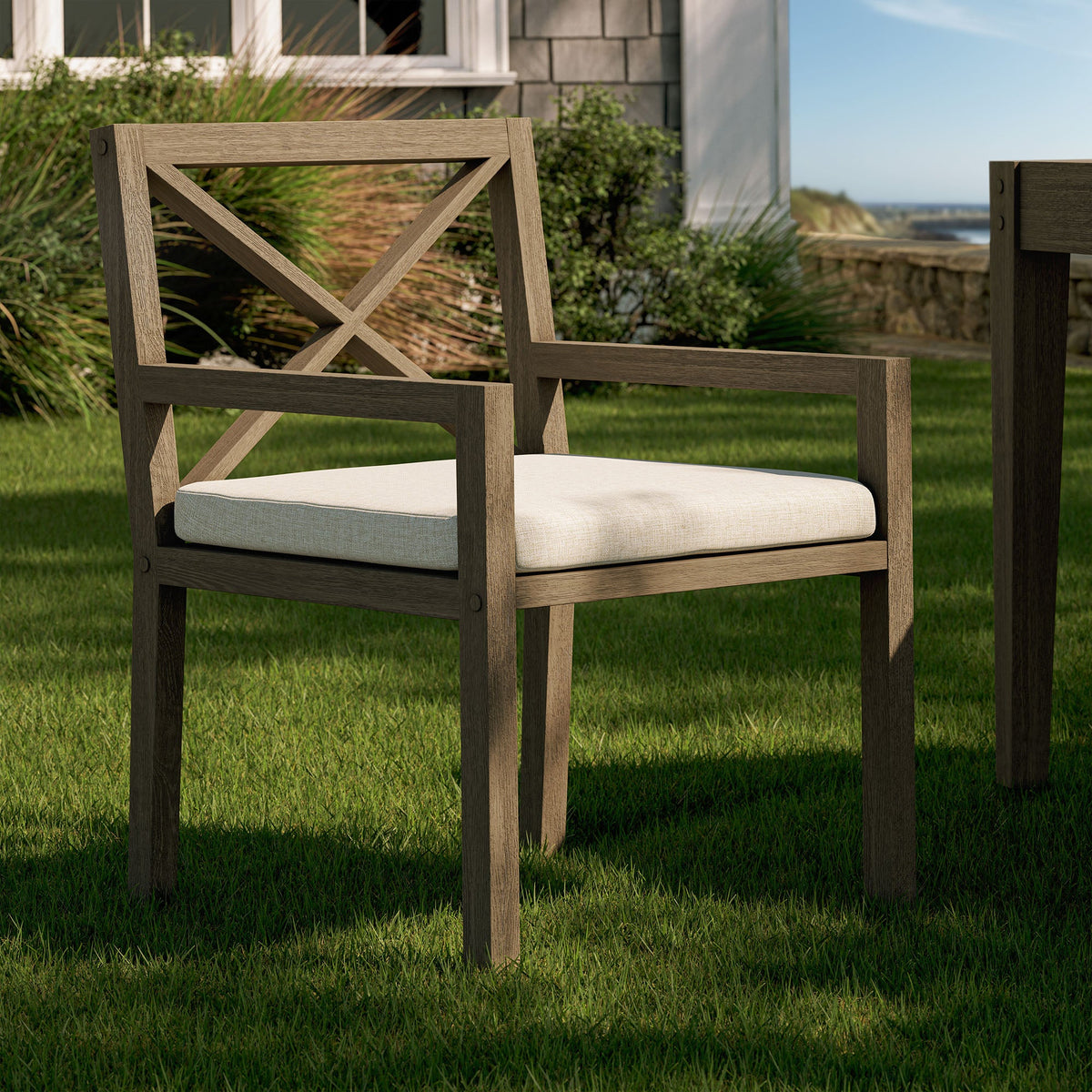 Northlake Weathered Gray/Pebble Outdoor Patio Teak Dining Armchair