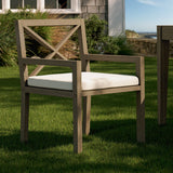Northlake Weathered Gray/White Outdoor Patio Teak Dining Armchair