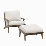 Saratoga Weathered Gray/White Outdoor Patio Teak Wood Chair and Ottoman Set