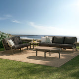 Saratoga Weathered Gray Flint 4-Piece Outdoor Patio Teak Wood Furniture Set - 62.3x174.2"