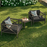 Northlake Weathered Gray Flint 3-Piece Outdoor Patio Teak Wood Furniture Set with Armchair and Side Table