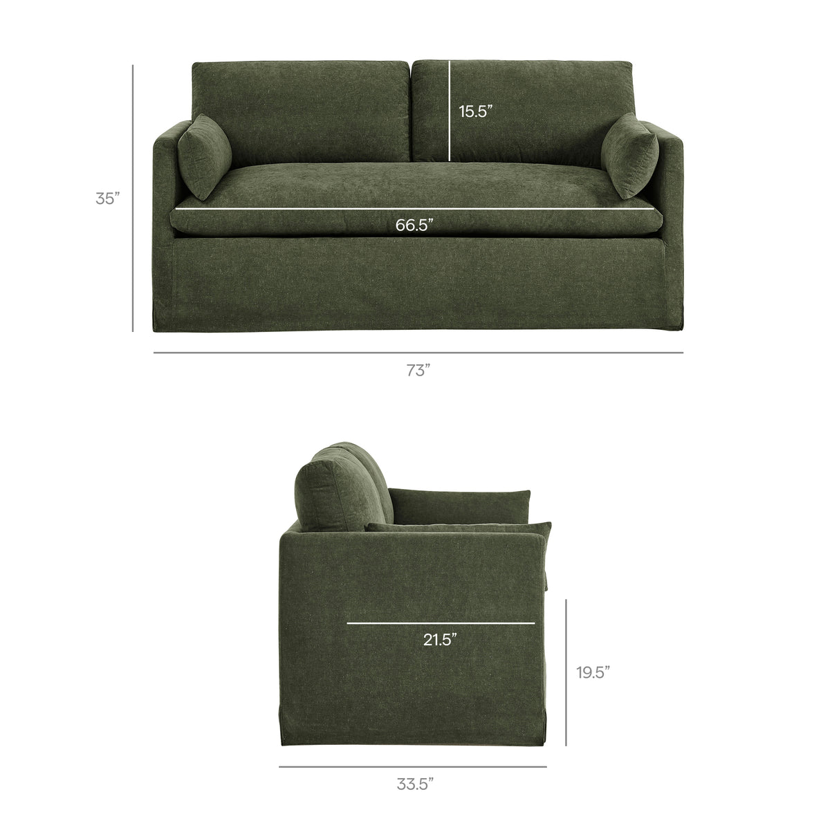 Wellfleet Sage Slipcovered Linen-Blend Loveseat