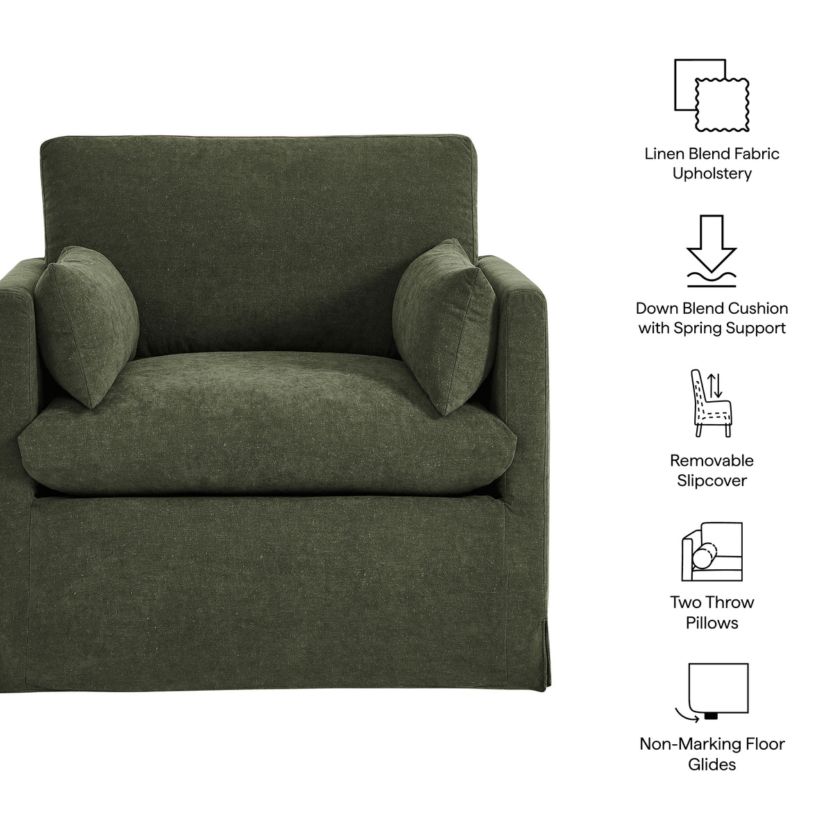 Wellfleet Sage Slipcovered Linen-Blend Armchair - Ornate Home
