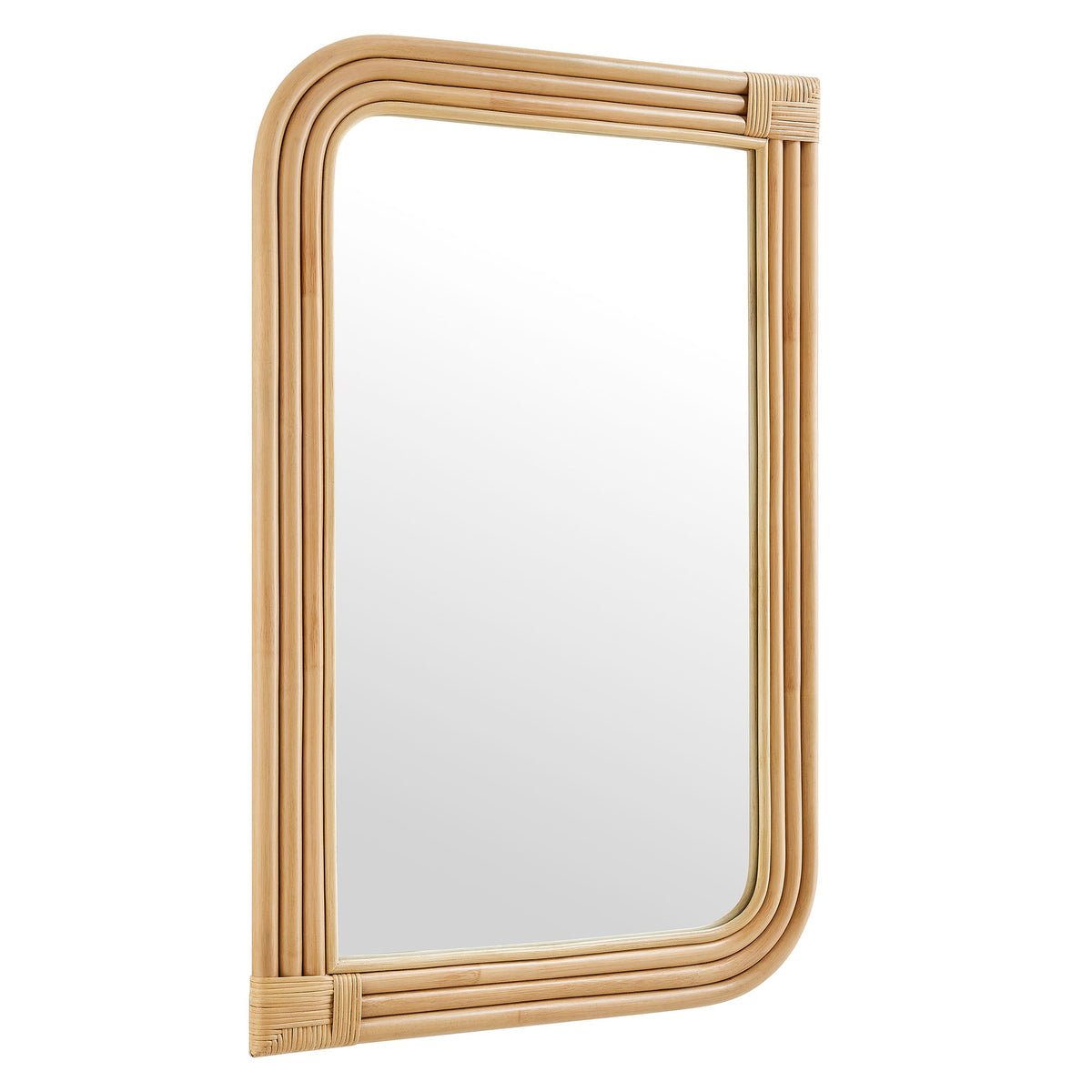 Corsica Natural Curved Rectangle Rattan Wall Mirror