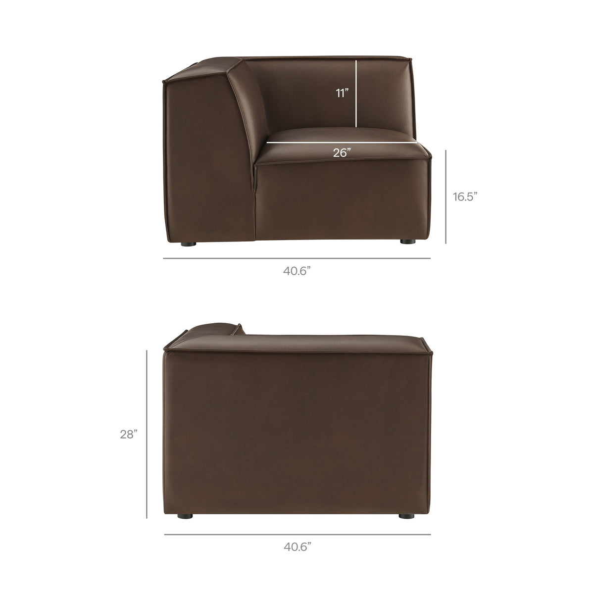 Restore Espresso Vegan Leather Modular Corner Chair