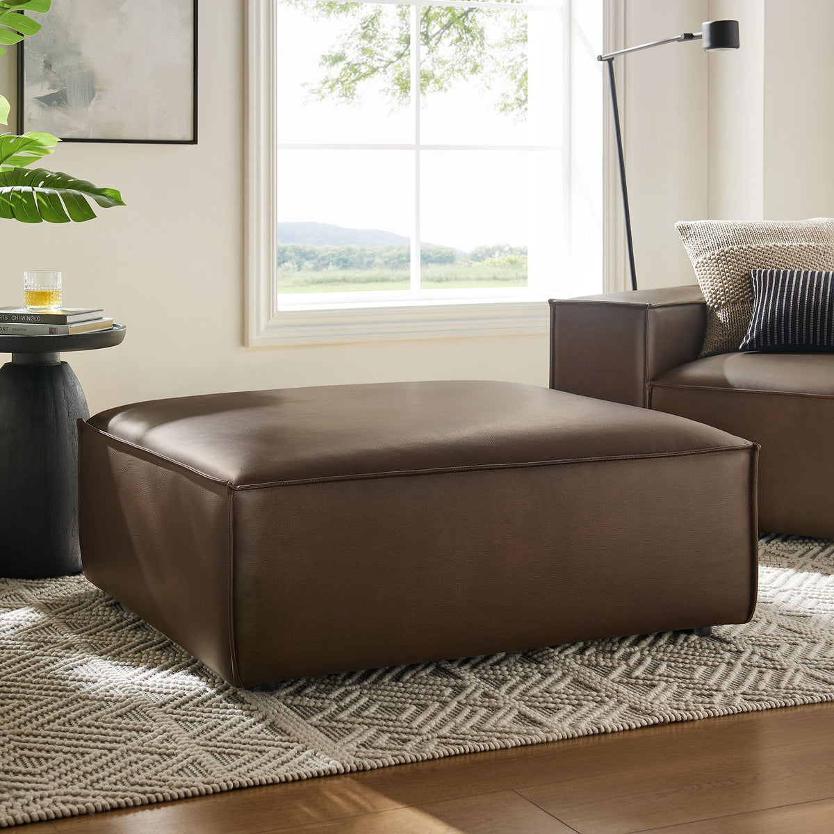 Restore Espresso Vegan Leather Modular Ottoman