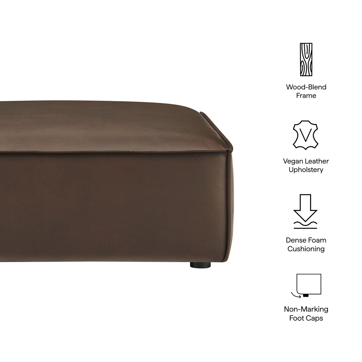 Restore Espresso Vegan Leather Modular Ottoman