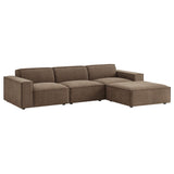 Restore Mocha 4-Piece Performance Fabric Upholstered Modular Sofa Set with Ottoman