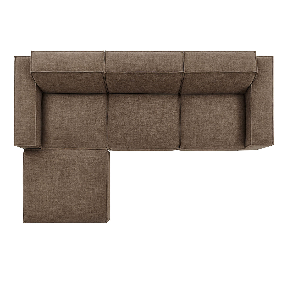 Restore Mocha 4-Piece Performance Fabric Upholstered Modular Sofa Set with Ottoman