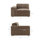 Restore Mocha 4-Piece Performance Fabric Upholstered Modular Sofa Set with Ottoman