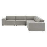 Restore Pewter 5-Piece Performance Fabric Upholstered Modular L-Shaped Sofa