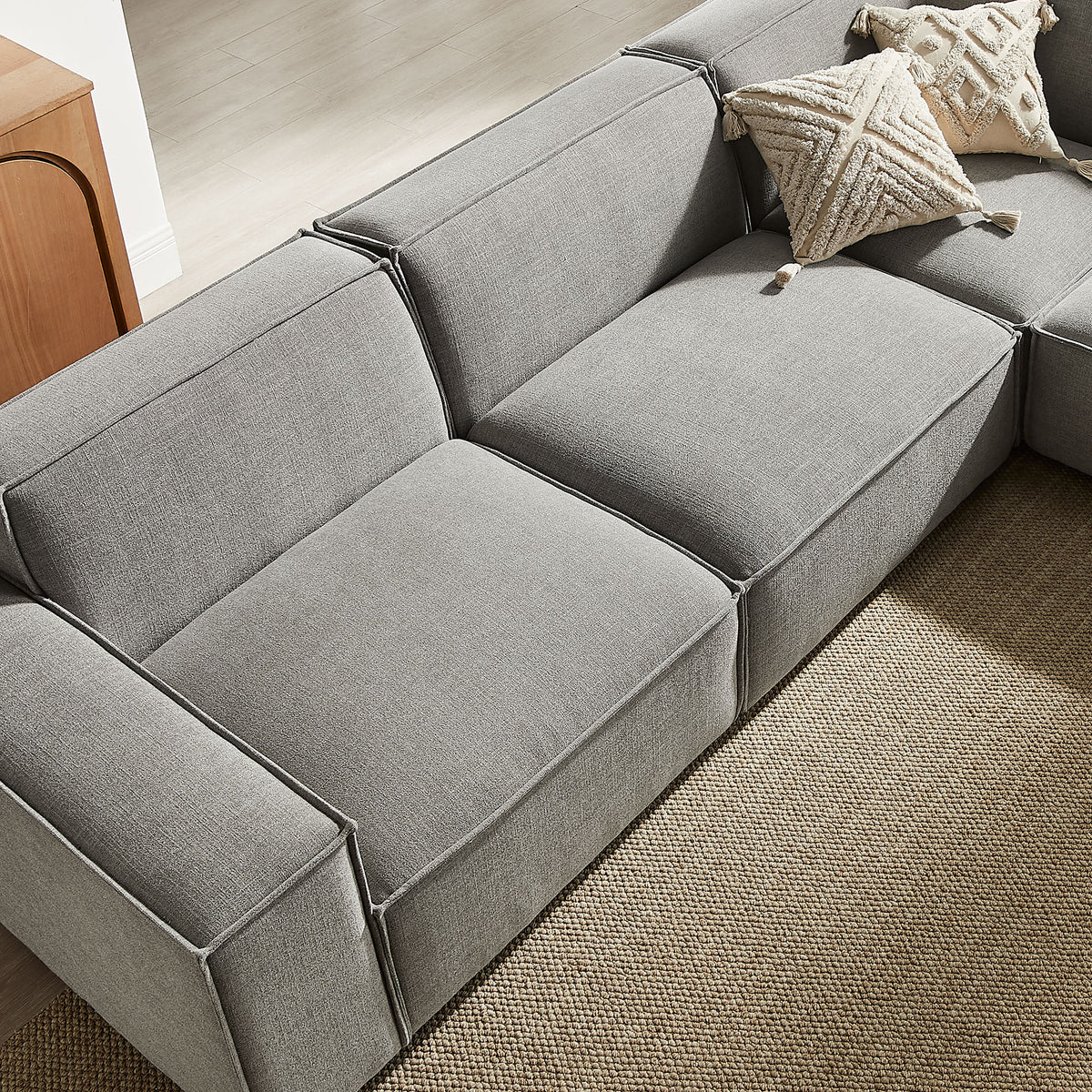 Restore Pewter 5-Piece Performance Fabric Upholstered Modular L-Shaped Sofa