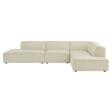 Restore Ecru 4-Piece Performance Fabric Upholstered Modular L-Shaped Armless Sectional Sofa