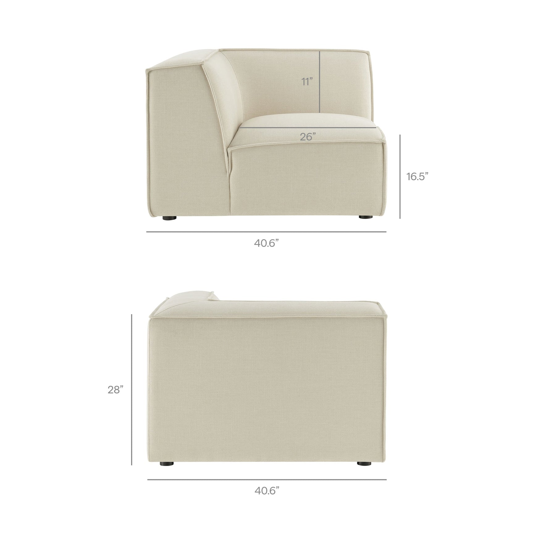 Restore Ecru 4-Piece Performance Fabric Upholstered Modular L-Shaped Armless Sectional Sofa