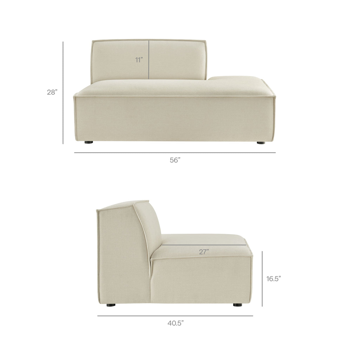 Restore Ecru 4-Piece Performance Fabric Upholstered Modular L-Shaped Armless Sectional Sofa