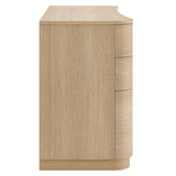 Mirae Brushed Light Oak 55" 6-Drawer Curved Office Desk