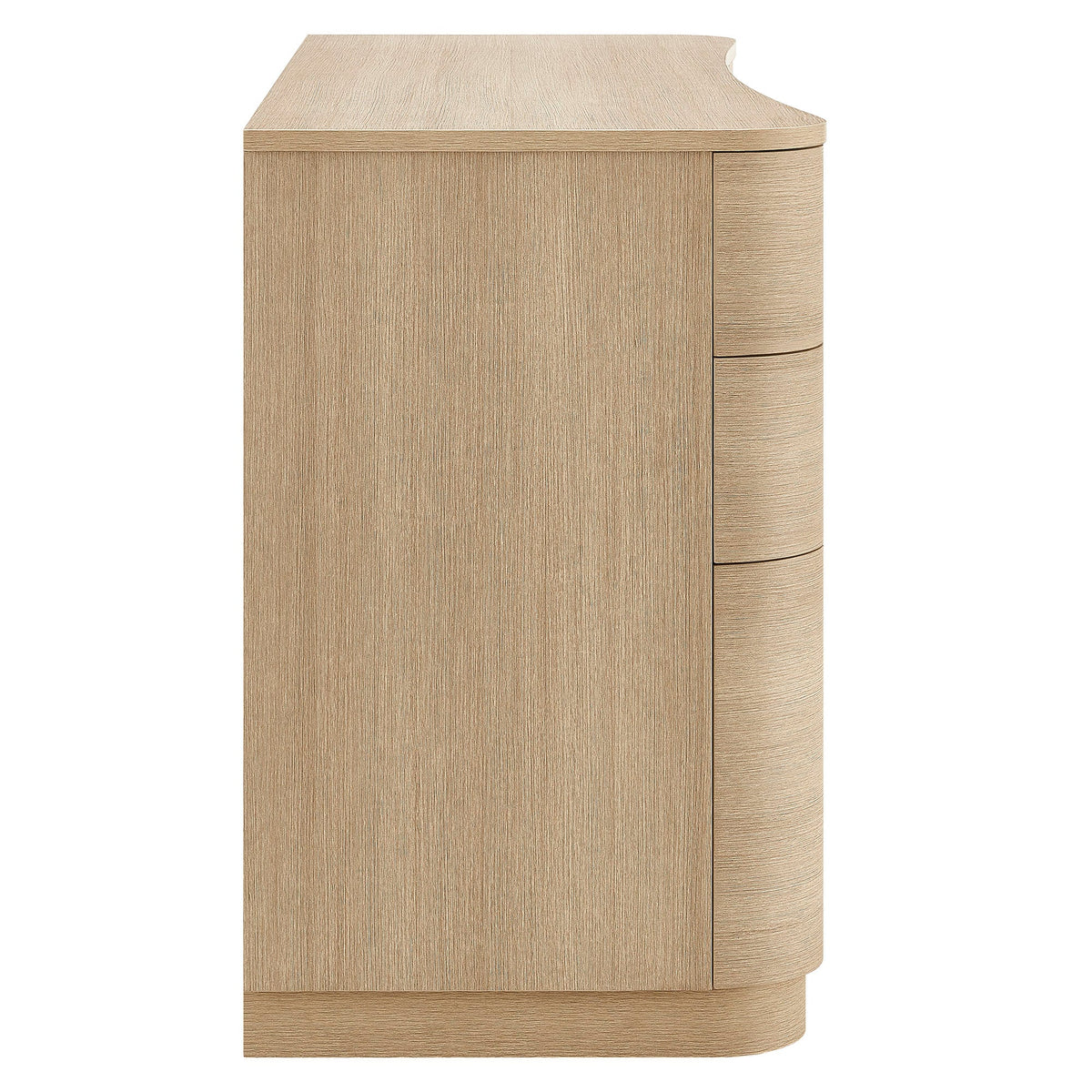 Mirae Brushed Light Oak 55" 6-Drawer Curved Office Desk